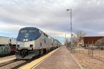 Amtrak Southwest Chief Train # 4 arrives at Winslow, AZ Station with P42 # 48 and 29 in the lead running about an hour late